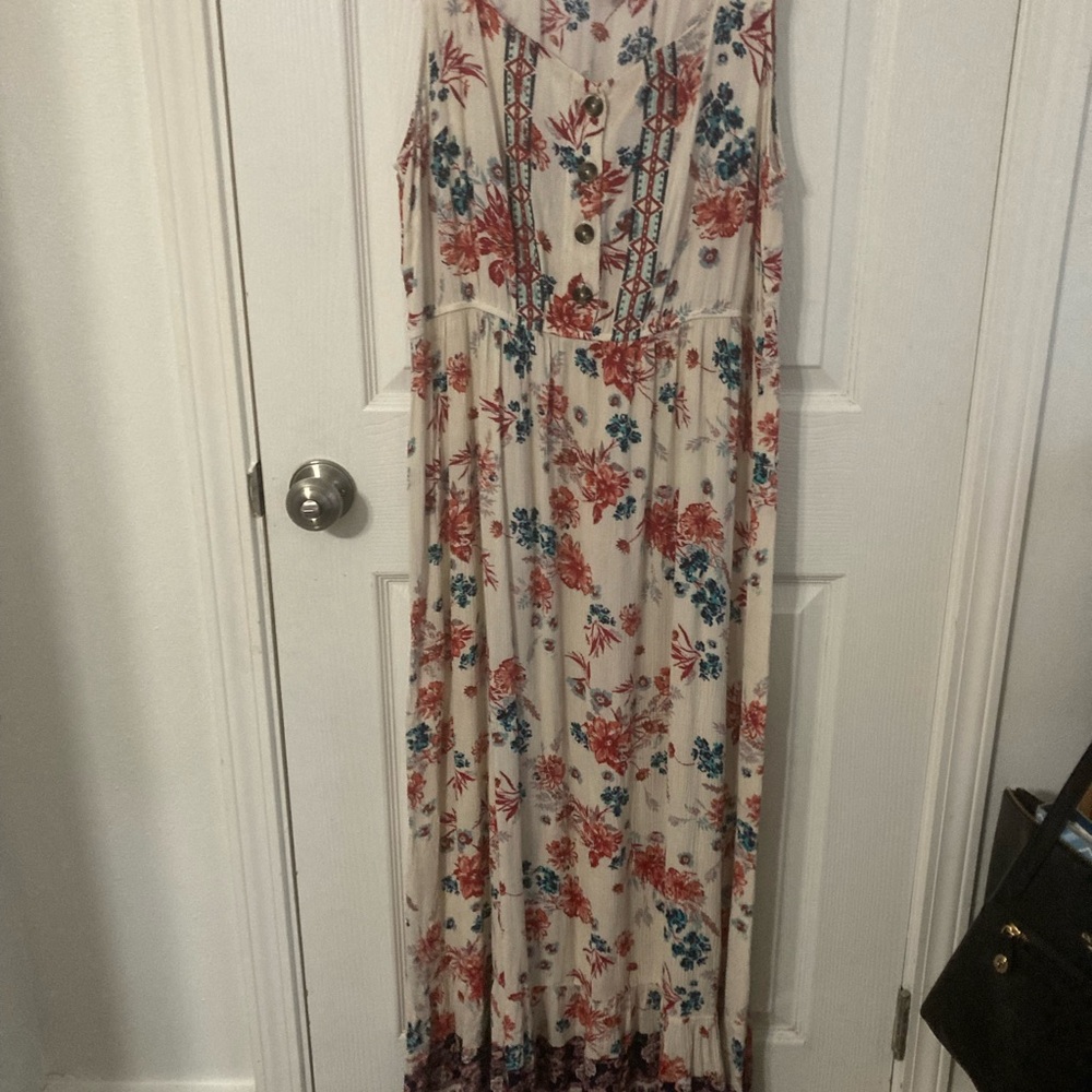 Knox Rose Floral Maxi Dress - Cream, Red, Blue